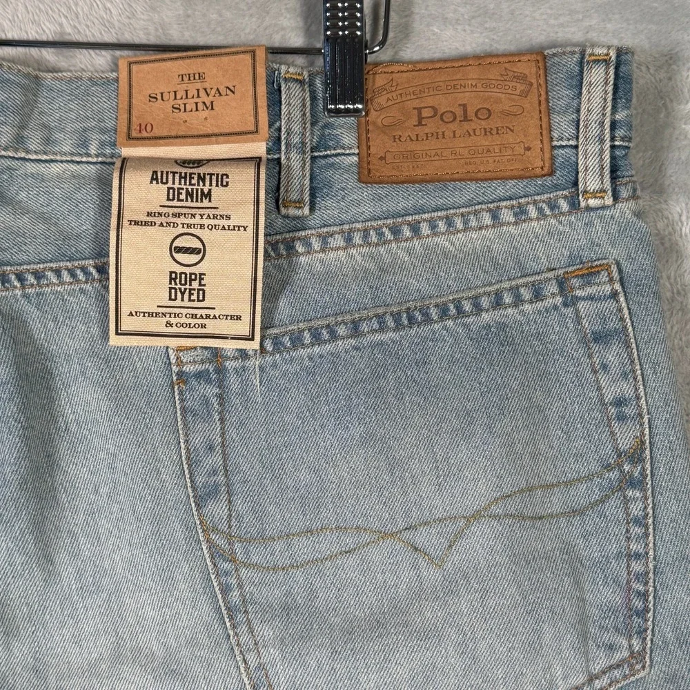 Ralph Lauren Jean Shorts Mens 40 Blue Patchwork Distressed Cutoff Sullivan Jorts